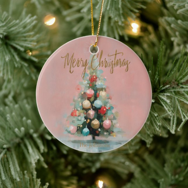 Pink Velvet Christmas Tree Ornament  (Tree)