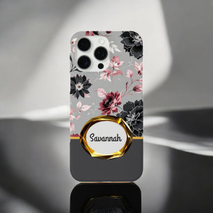  Pink Velvet Floral Armour iPhone 16 Pro Max Case