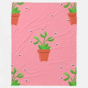 pink venus fly trap fleece blanket