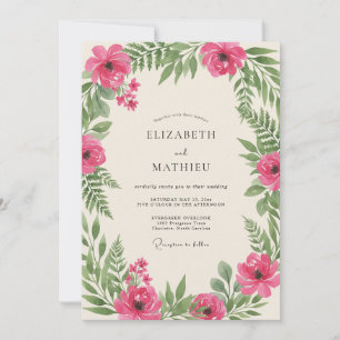 Pink Verdant Spring Wedding Invitation