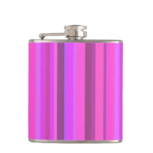 Pink vertical stripes hip flask