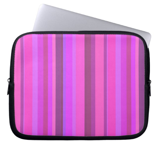 Pink vertical stripes laptop sleeve (Front)