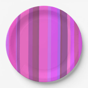 Pink vertical stripes paper plate