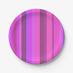 Pink vertical stripes paper plate