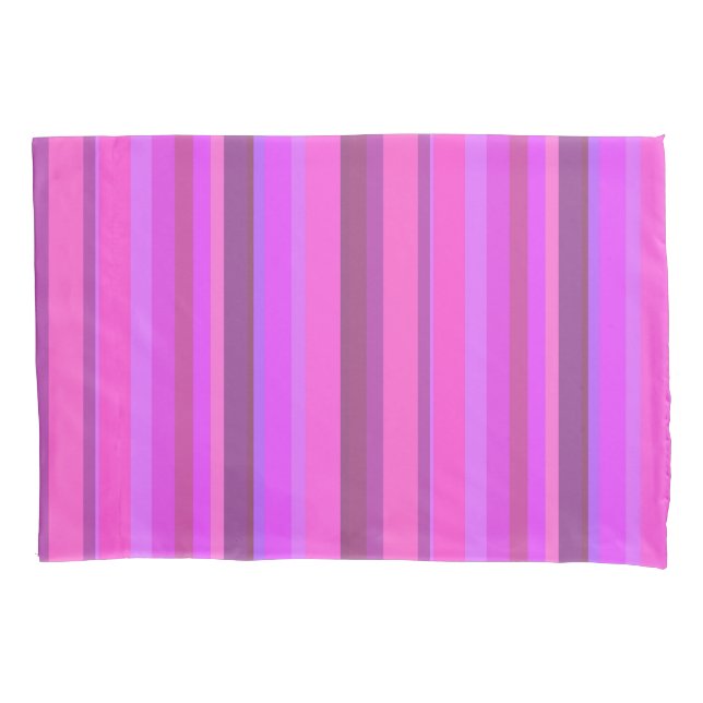Pink vertical stripes pillowcase (Front)