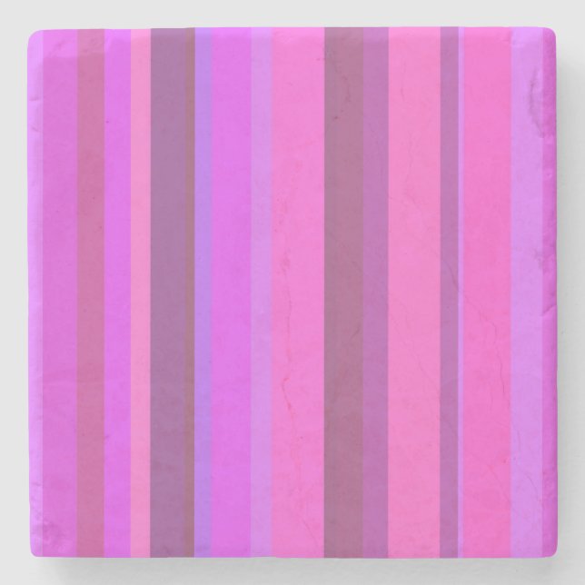 Pink vertical stripes stone coaster (Front)