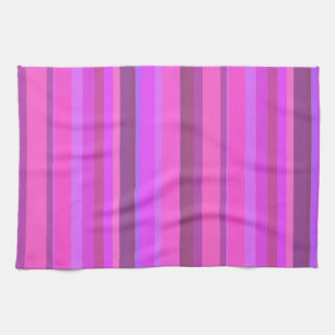 Pink vertical stripes tea towel