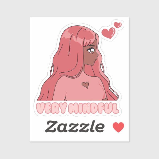 Pink Very Mindful, Cute Anime Black Girl (Sheet)