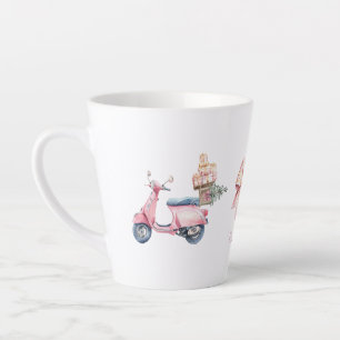 Pink Vespa Christmas Shopping Trip Latte Mug