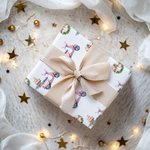 Pink Vespa Christmas Shopping Wrapping Paper