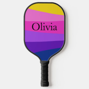 Pink Vibrant Modern Design Custom Name Pickleball Paddle