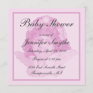 Pink Victorian Angel Baby Shower Invitation