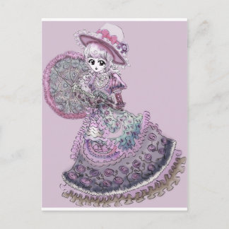 Pink Victorian Anime Girl Gothic Lolita Vintage Postcard
