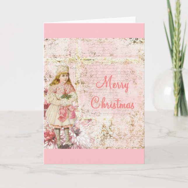 pink Victorian Christmas card (Front)