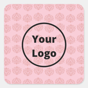 Pink Victorian damask pattern Square Sticker