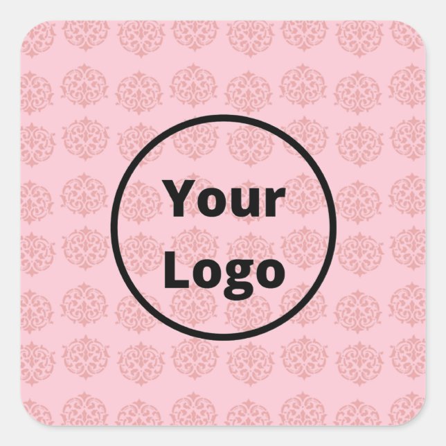 Pink Victorian damask pattern Square Sticker (Front)