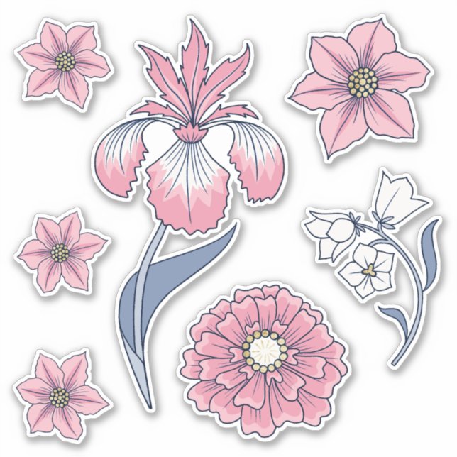 Pink Victorian Floral Art Sticker Pack (Front)