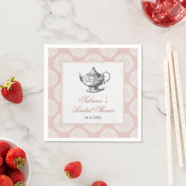 Pink Victorian High Tea Party Napkin (Insitu)