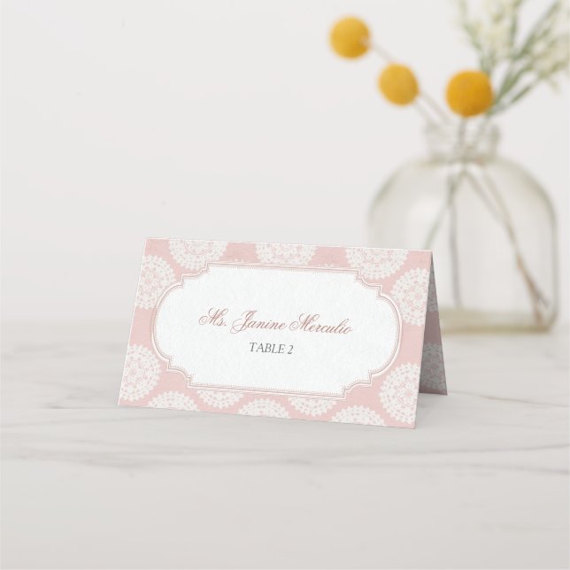 Pink Victorian High Tea Party Place Card (Front)