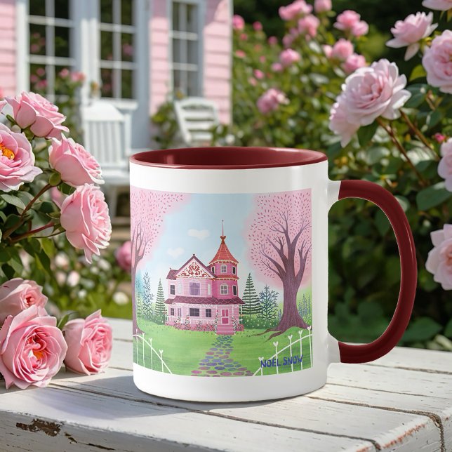 Pink Victorian House & Cherry Blossom Mug (Creator Uploaded)