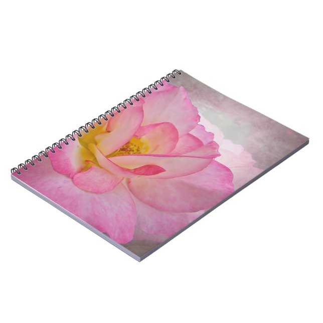 Pink Victorian Rose Spiral Notebook (Left Side)