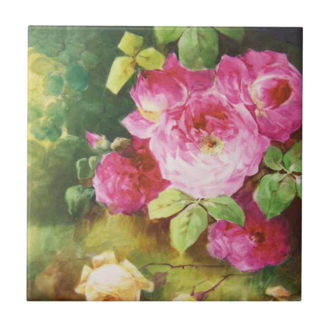 Pink Victorian Rose Tile (Front)