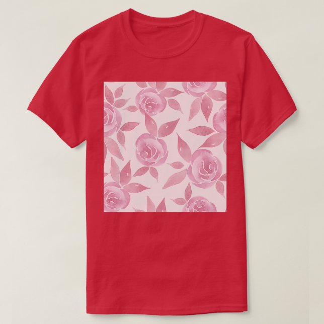 Pink Victorian Roses Pattern T-Shirt (Design Front)