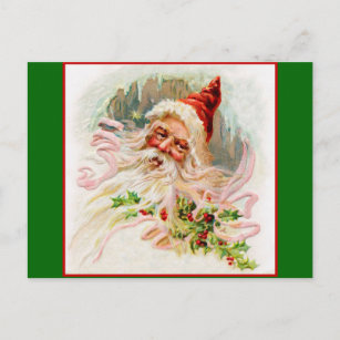 Pink Victorian Santa Holiday Postcard