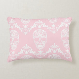 pink victorian skulls decorative cushion