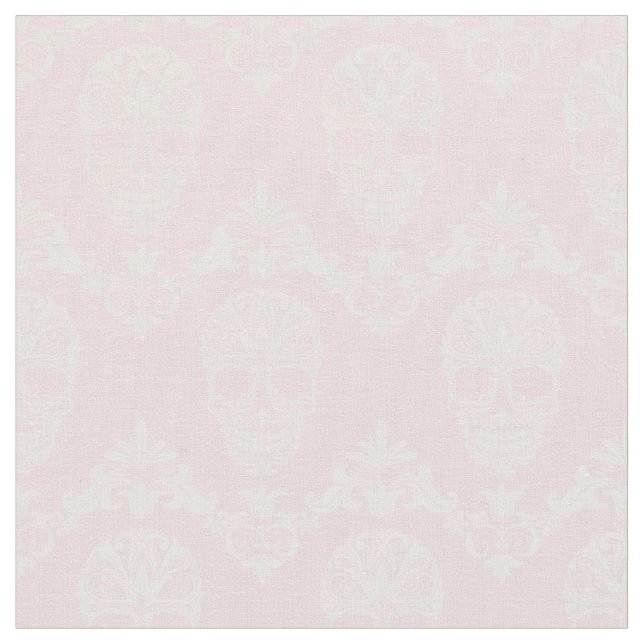 pink victorian skulls fabric (Close Up)