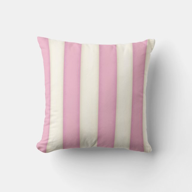 Pink Victorian Stripes Cottage Style Cushion (Front)