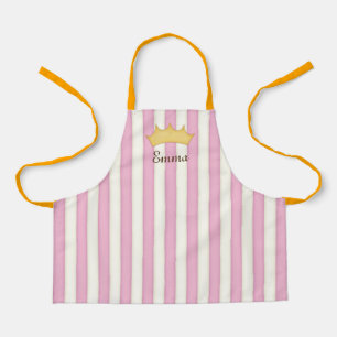 Pink Victorian Stripes Personalised Name Princess Apron