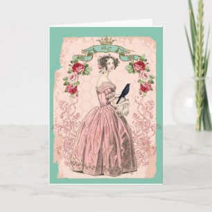 Pink Victorian Woman Card