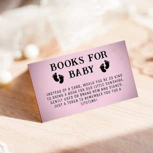 Pink Vignette Footprint Books for Baby Shower Enclosure Card
