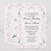 Pink Vines and Music Notes Wedding Invitation