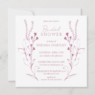 Pink Vines & Flowers Bridal Shower Invitation