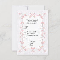 Pink Vines on Wood RSVP with Menu Choice