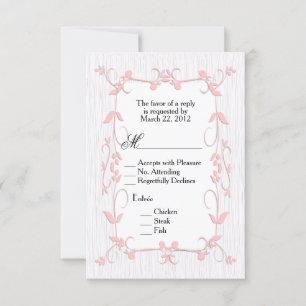 Pink Vines on Wood RSVP with Menu Choice