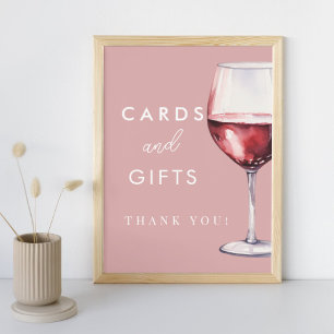 Pink Vino Before Vows Cards & Gifts Bridal Shower Poster
