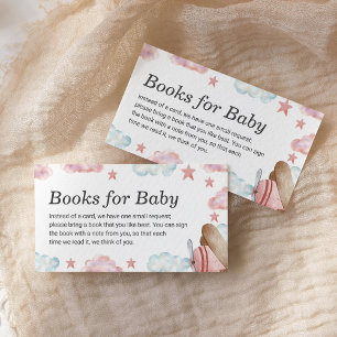 Pink Vintage Aeroplane Books for Baby Baby Shower Enclosure Card