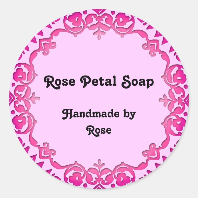 Pink Vintage Art Handmade Soap Labels Pink Bkd (Front)