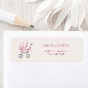 Pink Vintage Baby Carriage Baby Shower Address
