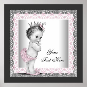 Pink Vintage Baby Girl Princess Poster