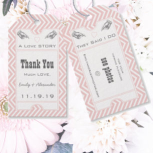 Pink Vintage Broadway Ticket Wedding Thank You Gift Tags