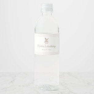 Pink Vintage Bunny Some Bunny Is Turning One Water Bottle Label