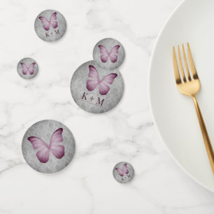 Pink Vintage Butterfly Damask Wedding Confetti