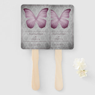 Pink Vintage Butterfly Damask Wedding Favour Hand Fan