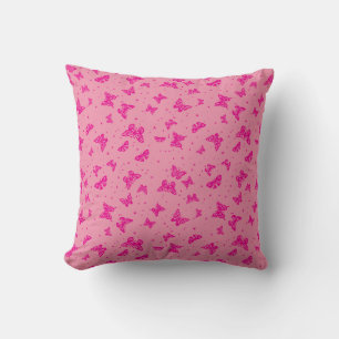Pink vintage butterfly motif pattern cushion