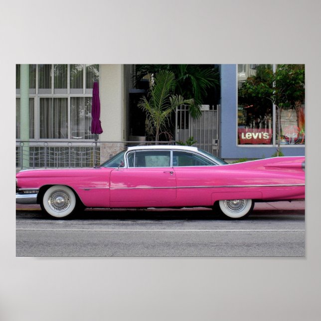 Pink Vintage Cadillac, Florida Poster (Front)