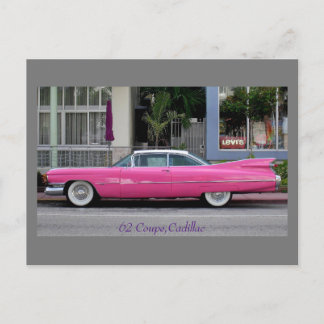 Pink Vintage Cadillac Postcard